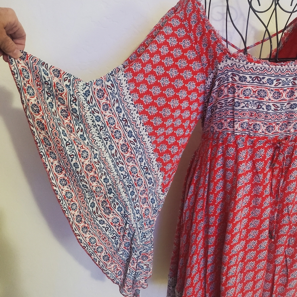 Red White & Blue Bohemian Dress by FREE PEOPLE.